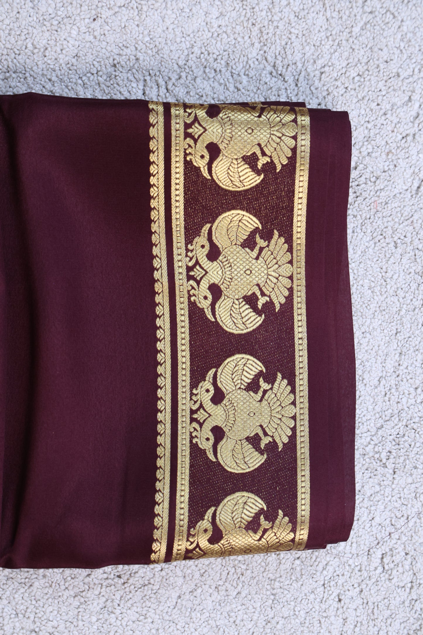 Pure Mysore Crepe Saree, Gandaberunda Border Saree – 120 GSM (Code PMC-01)
