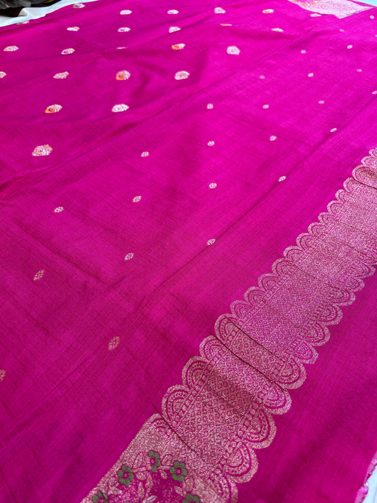 Tussar Heavy Meena Self Butta Saree with Rich Pallu | Premium Traditional Women’s Saree Product Code: TUS-01