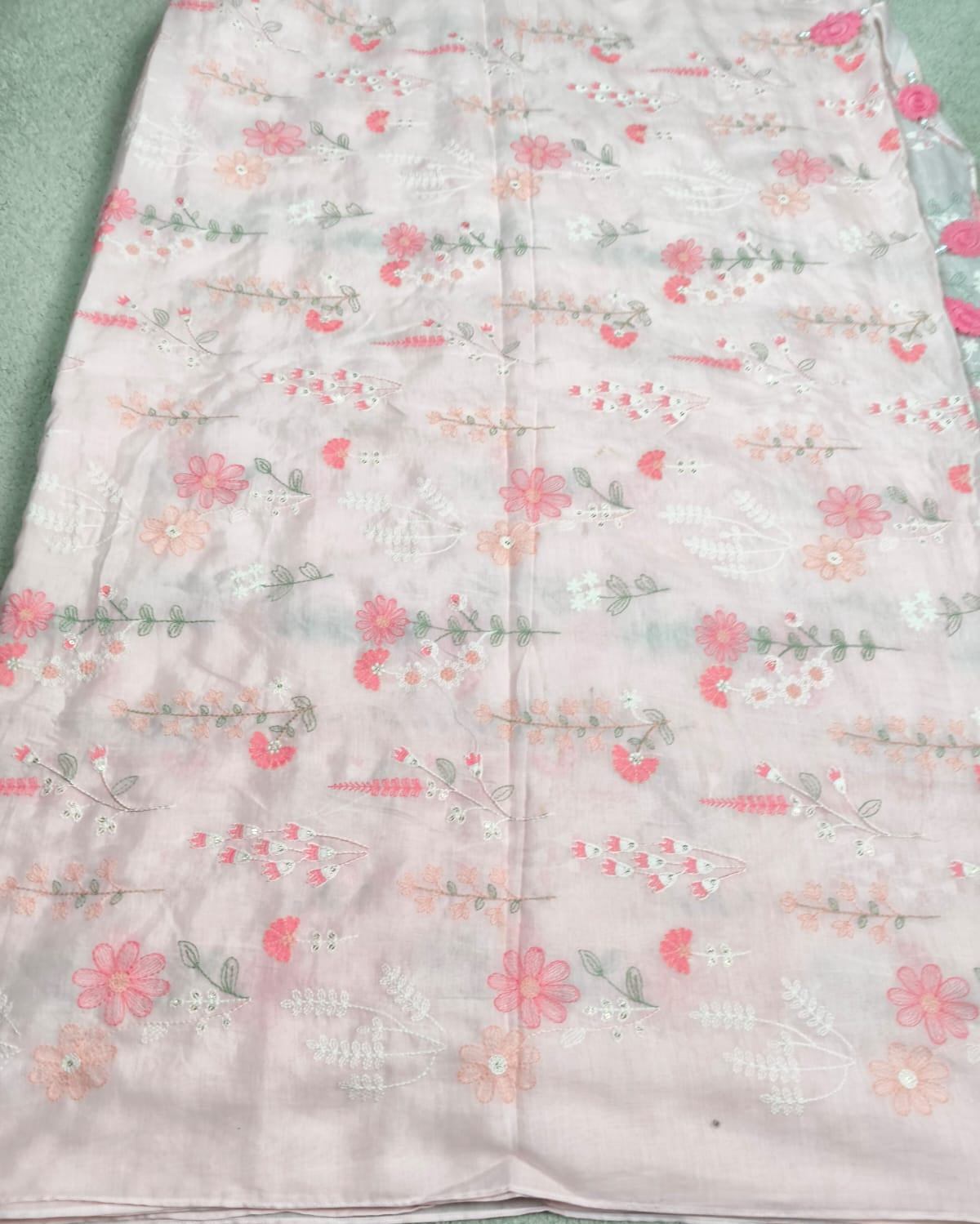 Pink Mul Embroidered Garden Concept Saree(Code PMG-01)