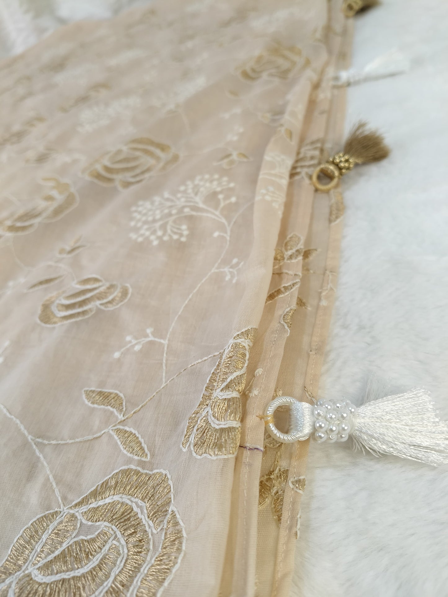 Peach Rose Embroidered Saree(Code PRE-01)