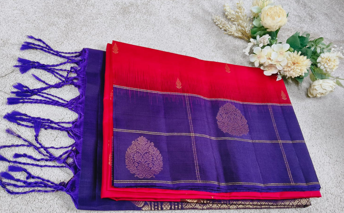Pure Silk Saree – Magenta Red & Purple(Code PSS-20)