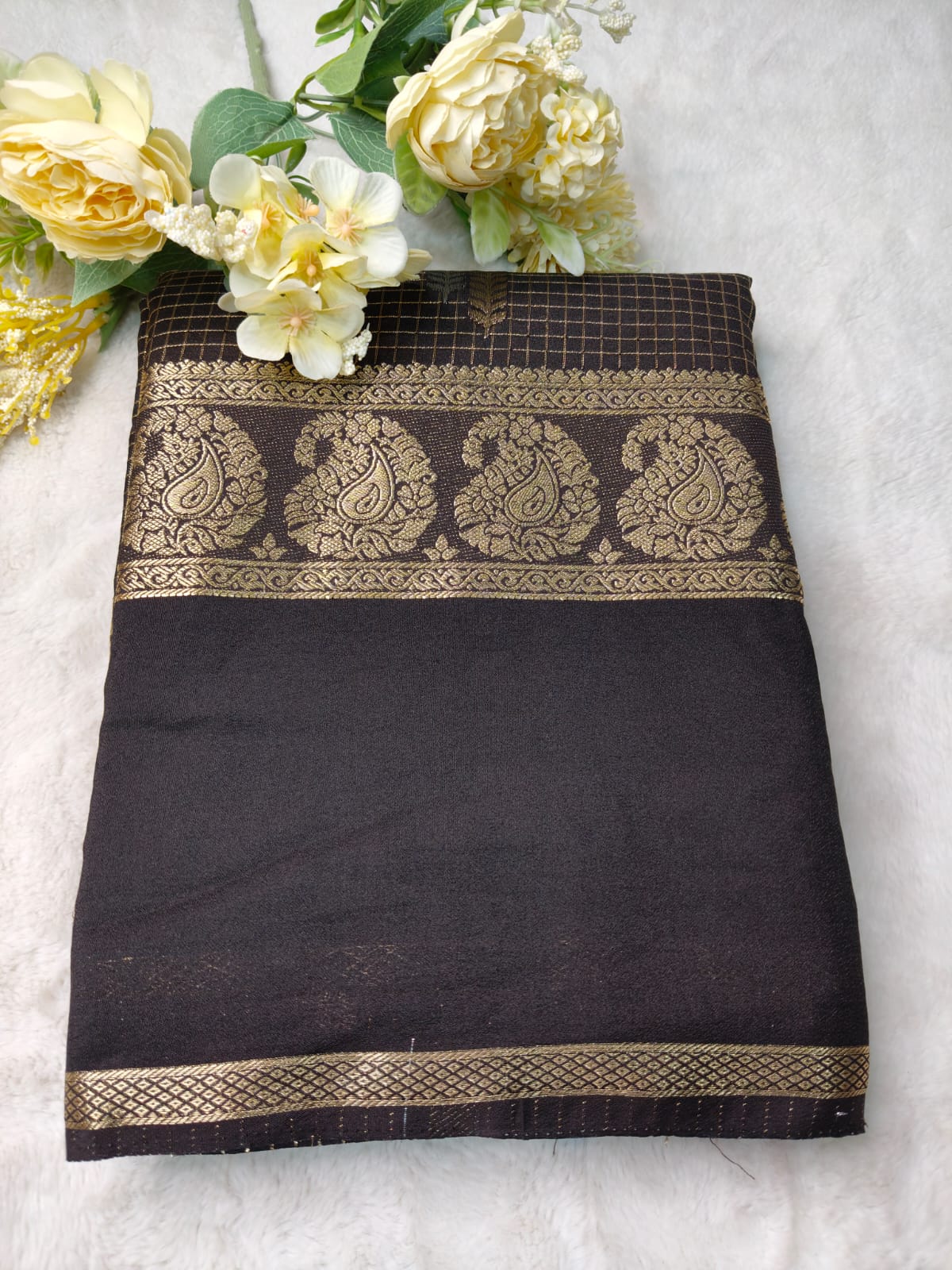 Semi Crepe Silk Saree with Rich Zari Border - SS-99