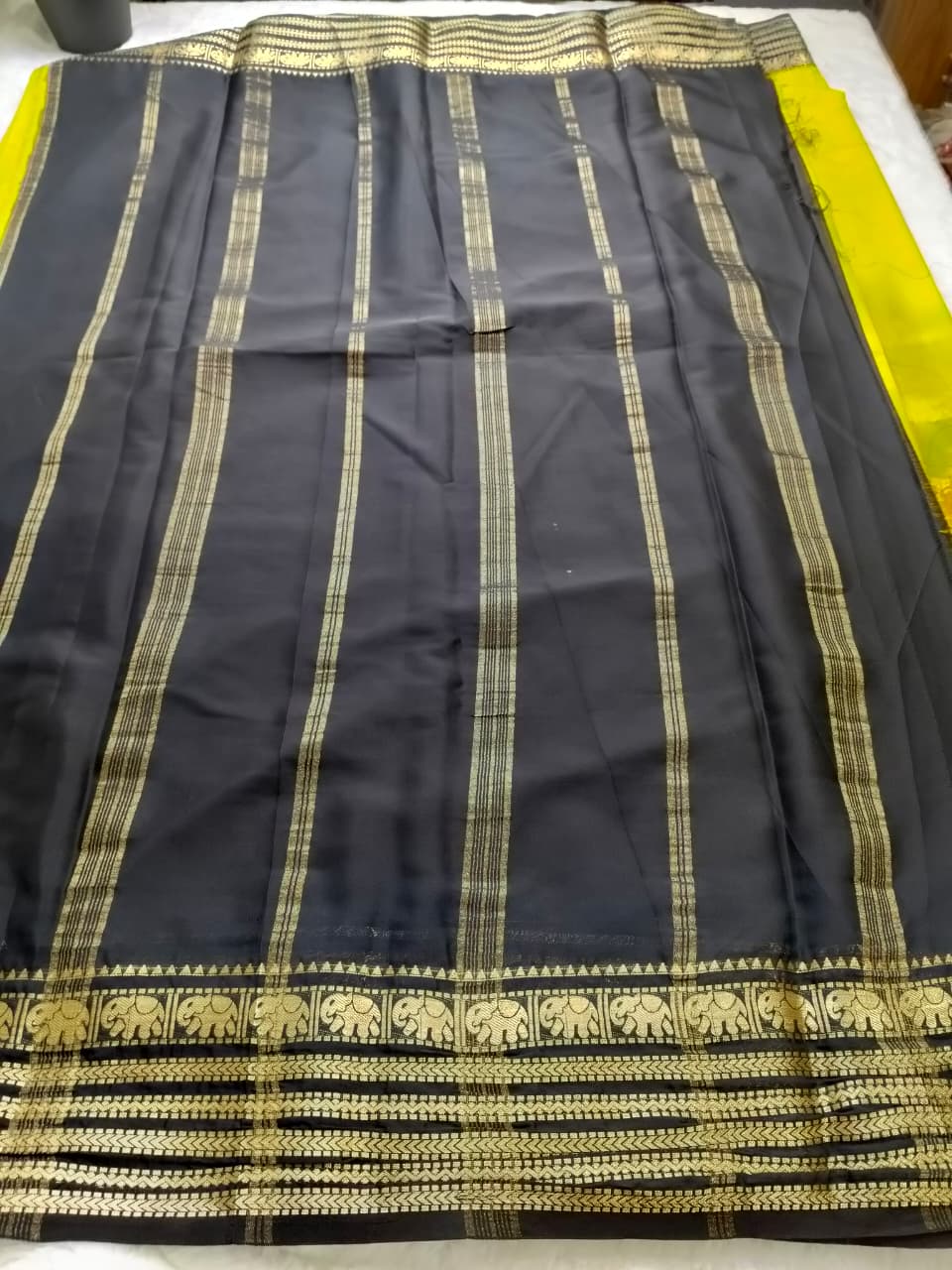 Taj Mahal Majesty Semi-Mysore Crepe Saree (Code - SS-50)