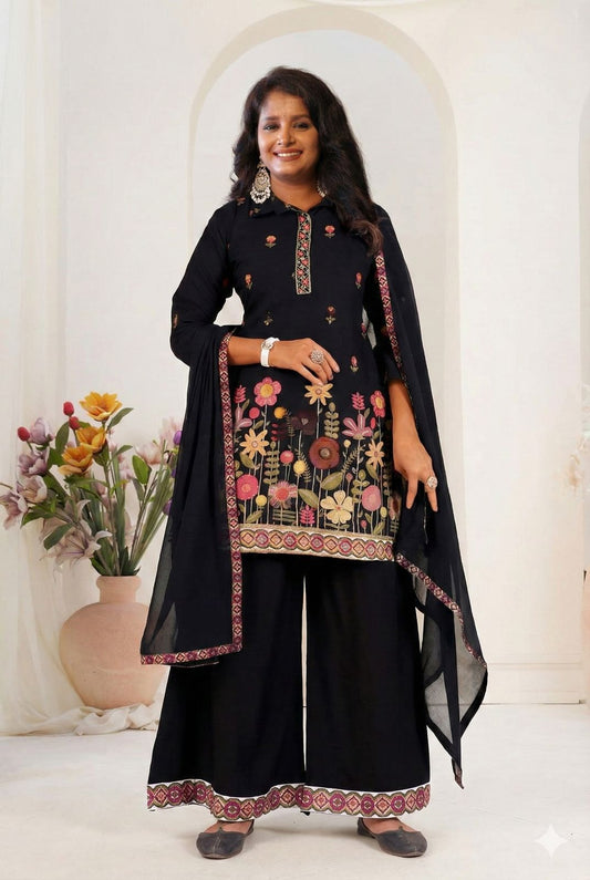Beautiful Black Embroidered Salwar Kameez set (Code-RS-16)