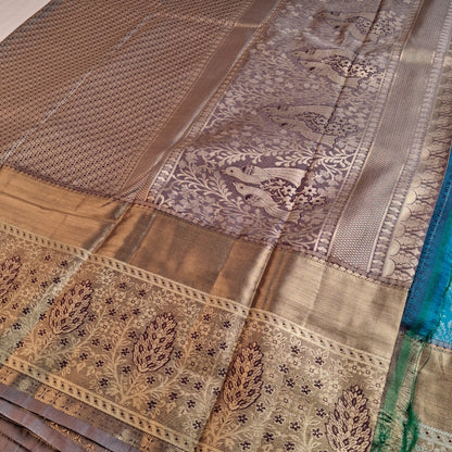 Elegant South Indian Silk Saree in Blue & Purple with Regal Traditional Appeal