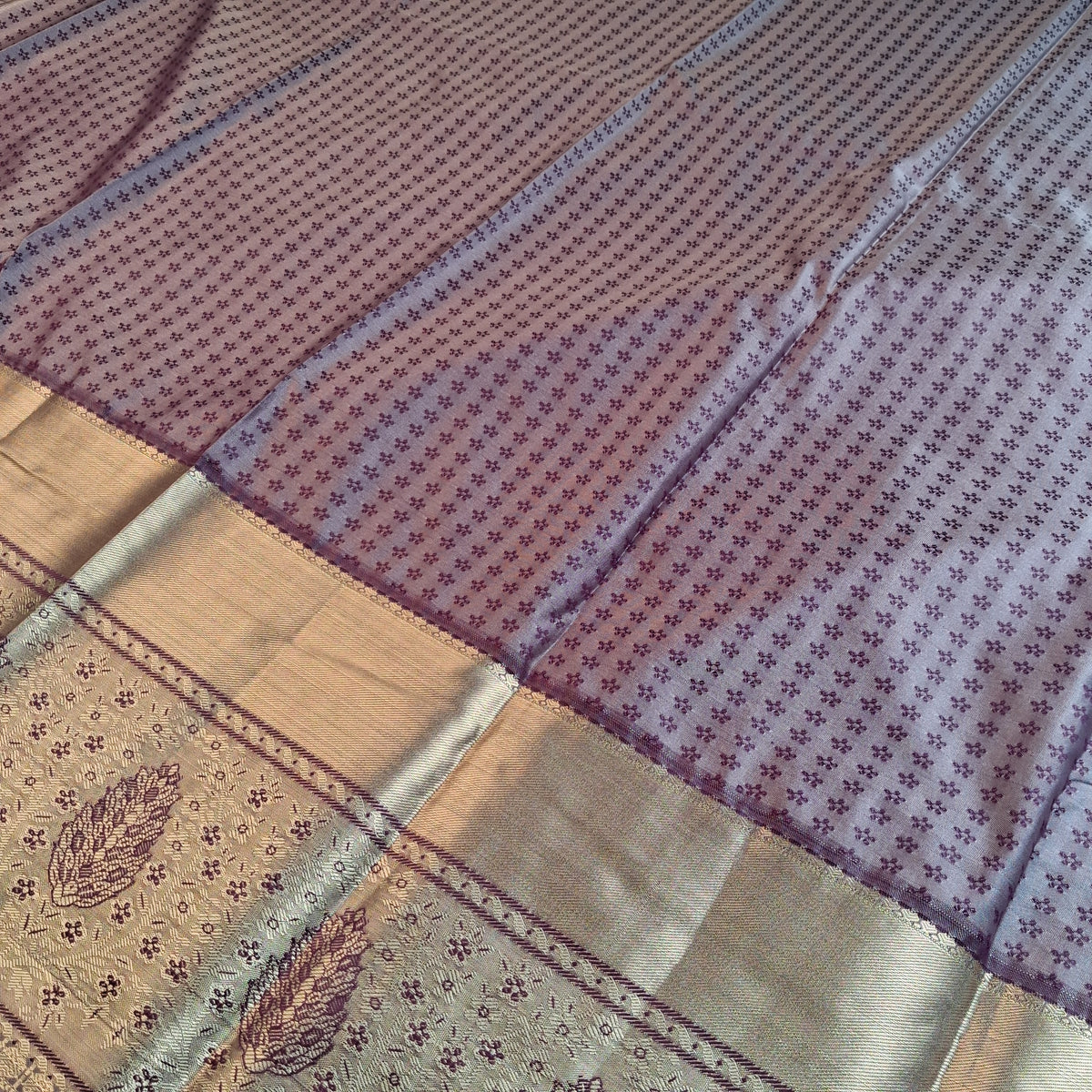 Elegant South Indian Silk Saree in Blue & Purple with Regal Traditional Appeal