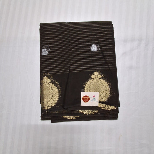 Elegant Black Semi Crepe Saree – Classic Traditional & Festive Elegance