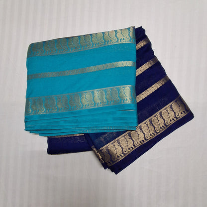 Elegant Two-Tone Semi Crepe Saree – Contemporary Colour Contrast Collection