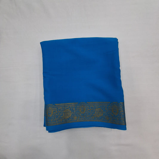 Pure Mysore Crepe Silk Saree in Elegant Blue with a Graceful Traditional Finish