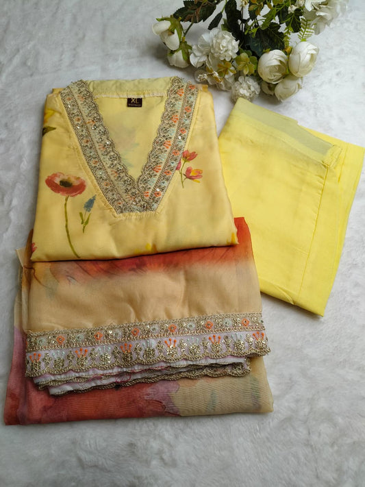 Soothing Lemon-Yellow Salwar Kameez Set (Code - RS-17)