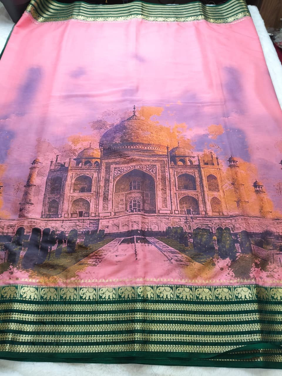 Taj Mahal Majesty Semi-Mysore Crepe Saree (Code - SS-50)