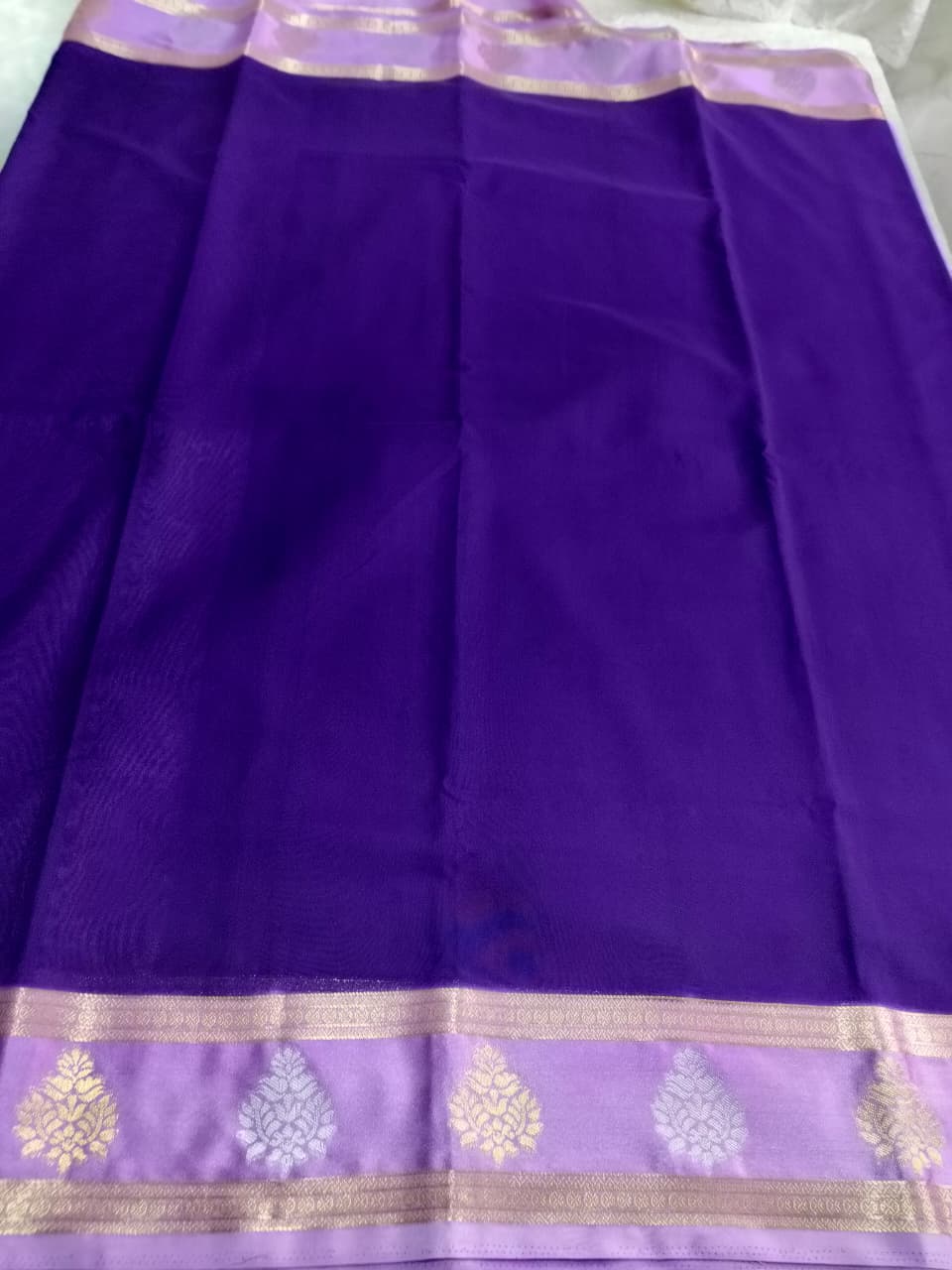 Kaddi Chinnon Silk Saree – Elegant Purple & Lavender Weave (Code - SS-51)