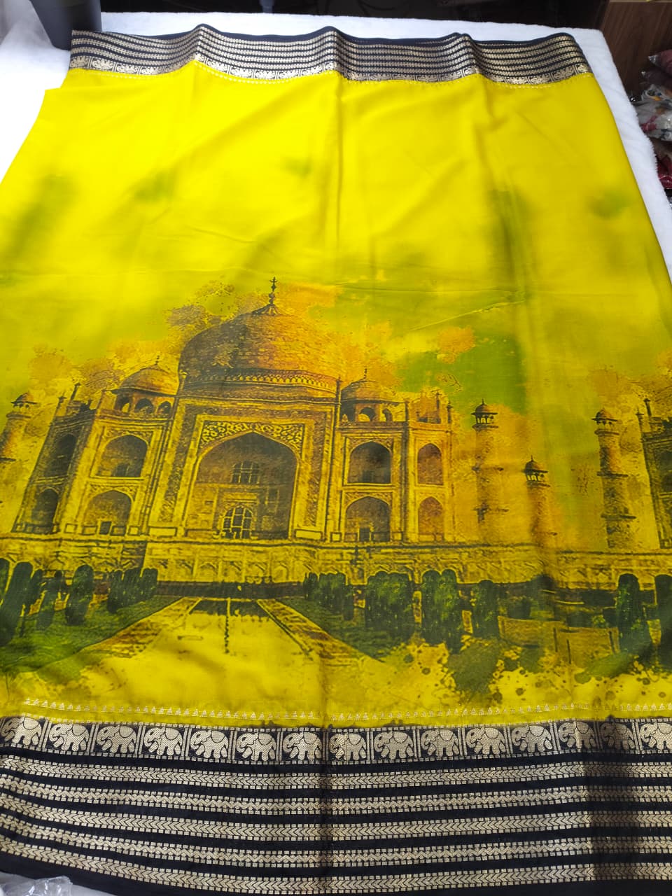 Taj Mahal Majesty Semi-Mysore Crepe Saree (Code - SS-50)