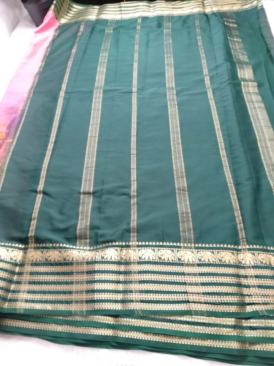 Taj Mahal Majesty Semi-Mysore Crepe Saree (Code - SS-50)