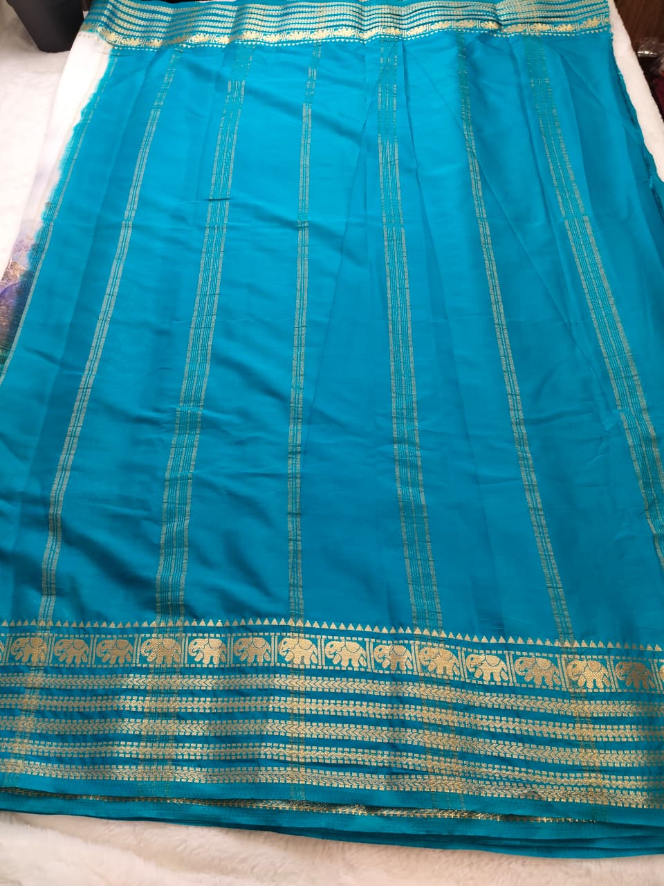Taj Mahal Majesty Semi-Mysore Crepe Saree (Code - SS-50)