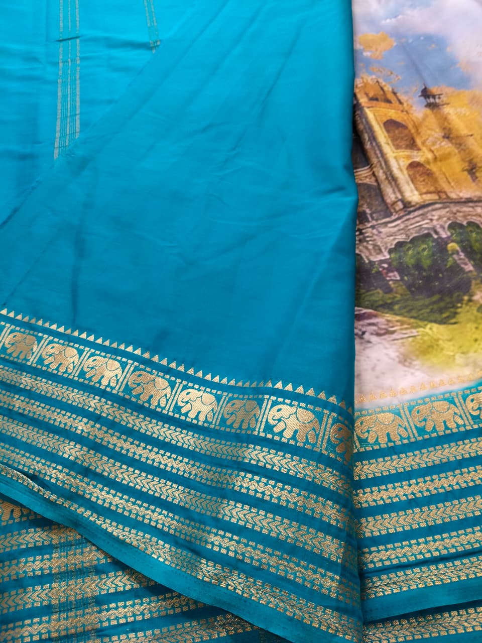 Taj Mahal Majesty Semi-Mysore Crepe Saree (Code - SS-50)