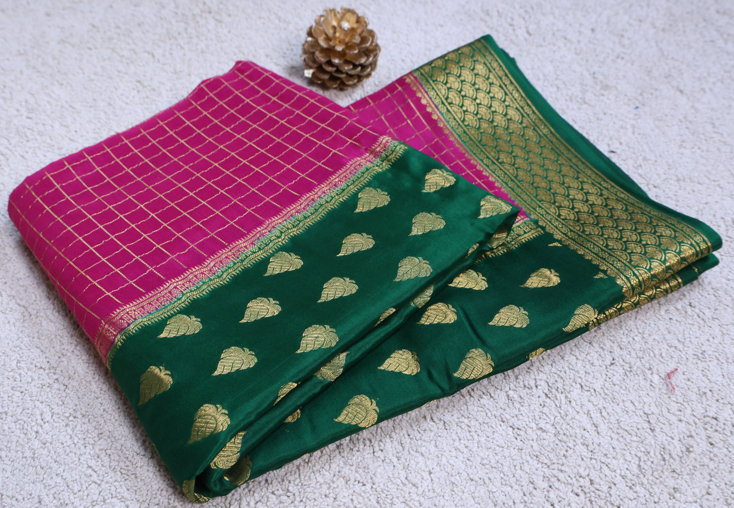 Pure Mysore Crepe Saree – 120 GSM (Butta & Box Colors) (Code PMC-04)