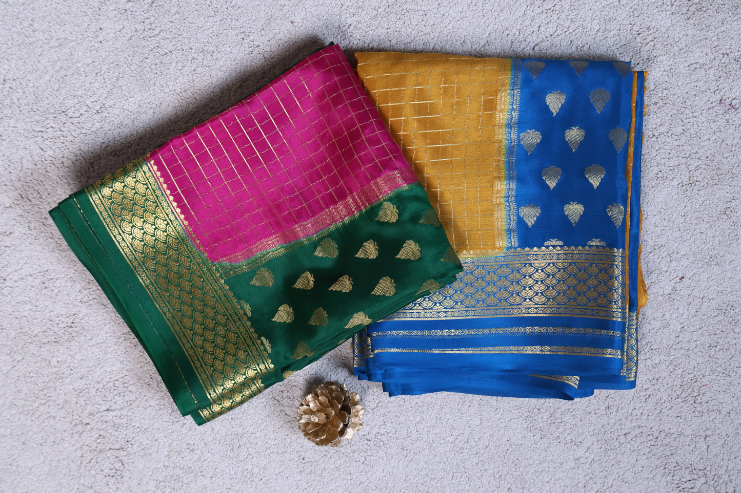 Pure Mysore Crepe Saree – 120 GSM (Butta & Box Colors) (Code PMC-04)