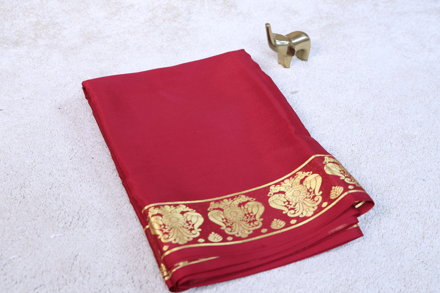 Pure Mysore Crepe Saree, Gandaberunda Border Saree – 120 GSM (Code PMC-01)