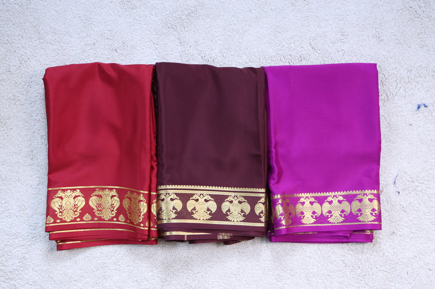 Pure Mysore Crepe Saree, Gandaberunda Border Saree – 120 GSM (Code PMC-01)