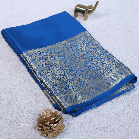 Pure Mysore Crepe Saree – 100 GSM (Full Fall Work) (Code PMC-03)