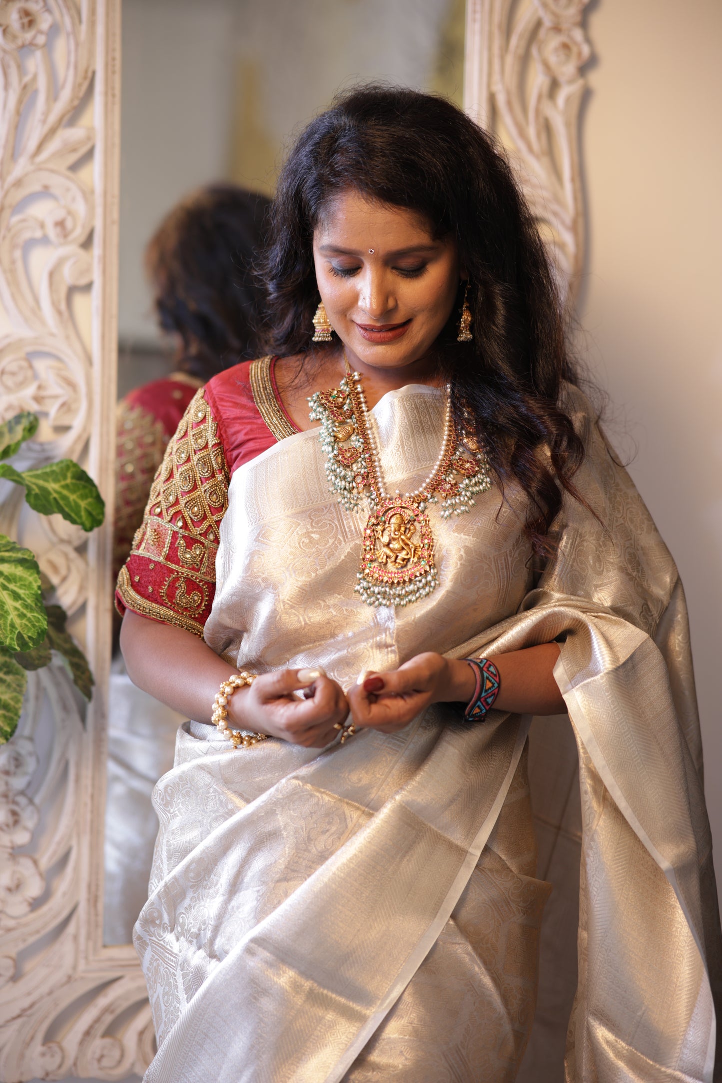 Silver Colored & Silver Toned Zari Semi Silk Saree (JTS-02)