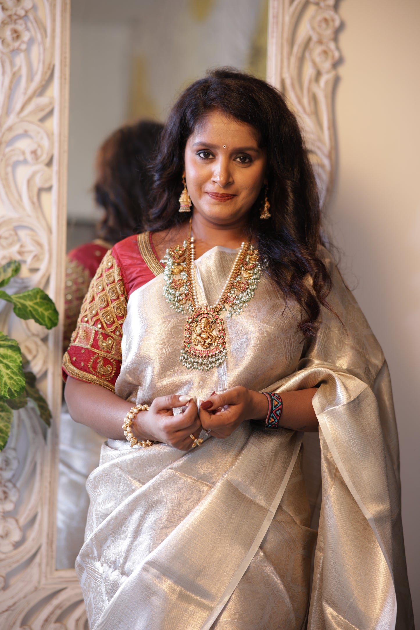 Silver Colored & Silver Toned Zari Semi Silk Saree (JTS-02)