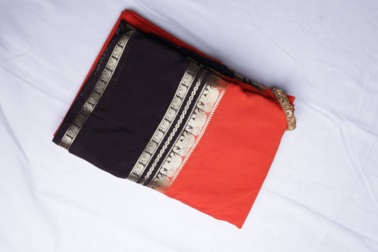 Premium Semi Crepe Saree with Elegant Elephant Motif, Bentex Border & Gold Lace Trim | Designer Wedding, Festive & Party Wear Saree for Women