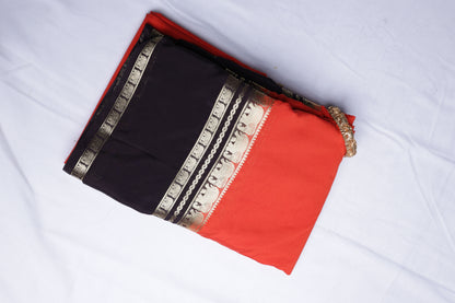 Premium Semi Crepe Saree with Elegant Elephant Motif, Bentex Border & Gold Lace Trim | Designer Wedding, Festive & Party Wear Saree for Women