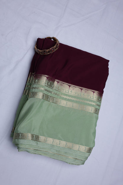 Premium Semi Crepe Saree with Elegant Elephant Motif, Bentex Border & Gold Lace Trim | Designer Wedding, Festive & Party Wear Saree for Women