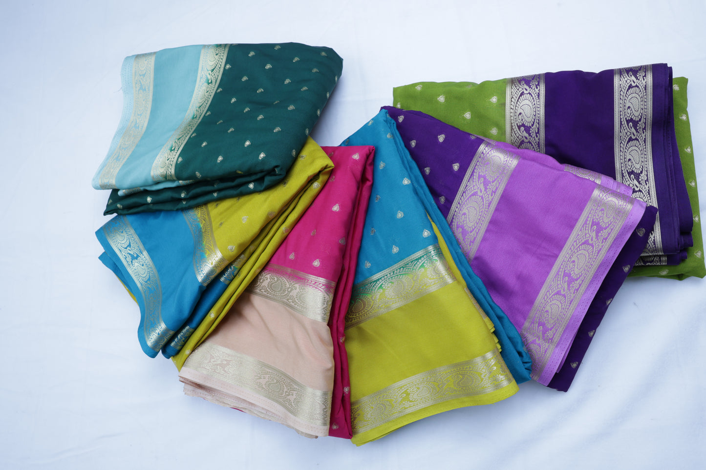 Premium Semi Crepe Silk Saree with Silver Zari Buttas & Broad Woven Border | Wedding, Festive & Traditional Wear | Radha By Rapid Rashmi