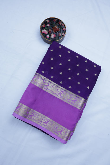 Premium Semi Crepe Silk Saree with Silver Zari Buttas & Broad Woven Border | Wedding, Festive & Traditional Wear | Radha By Rapid Rashmi