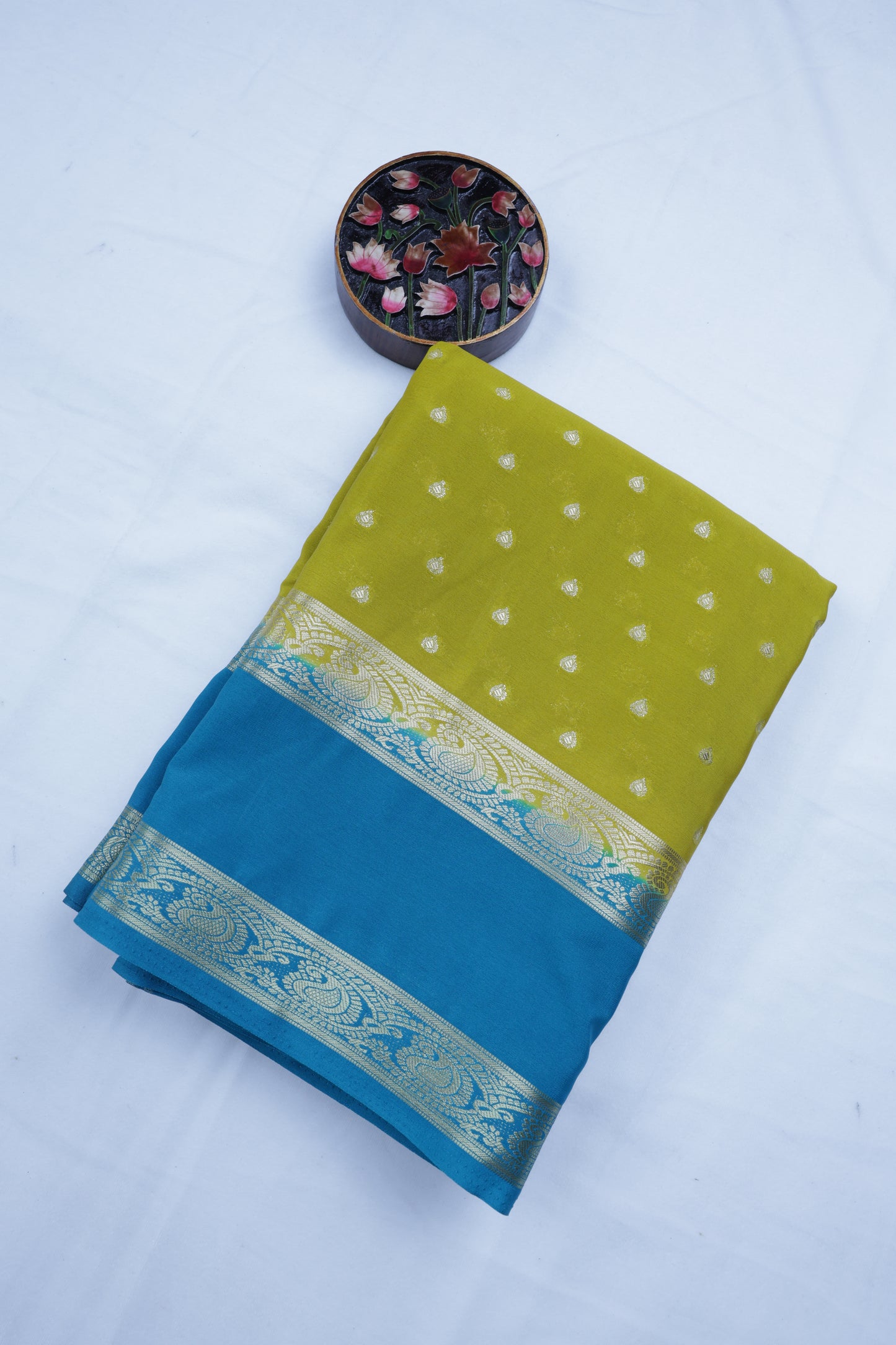 Premium Semi Crepe Silk Saree with Silver Zari Buttas & Broad Woven Border | Wedding, Festive & Traditional Wear | Radha By Rapid Rashmi