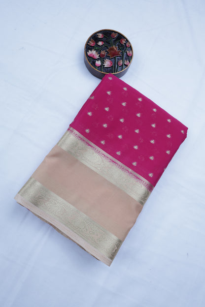 Premium Semi Crepe Silk Saree with Silver Zari Buttas & Broad Woven Border | Wedding, Festive & Traditional Wear | Radha By Rapid Rashmi