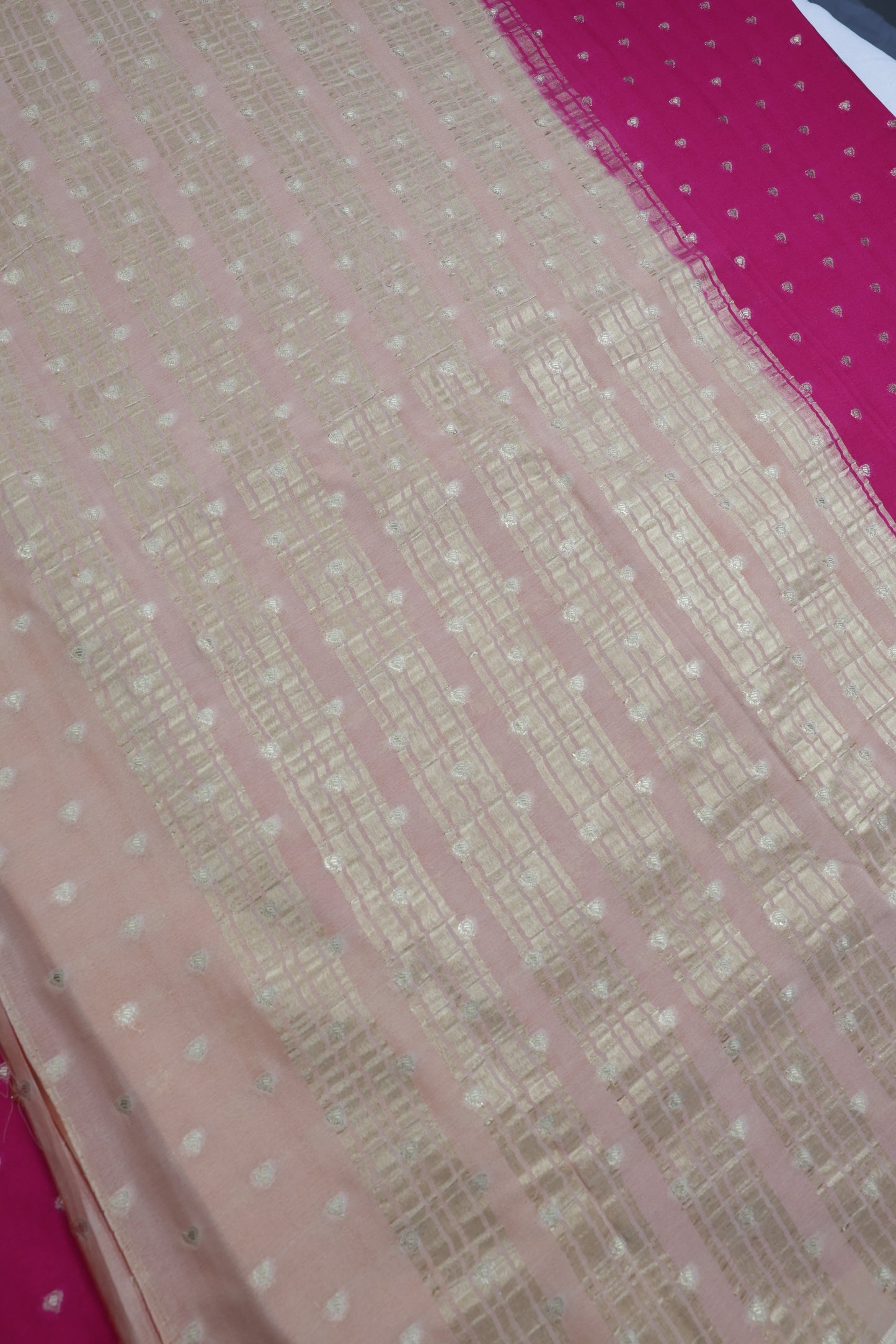 Premium Semi Crepe Silk Saree with Silver Zari Buttas & Broad Woven Border | Wedding, Festive & Traditional Wear | Radha By Rapid Rashmi