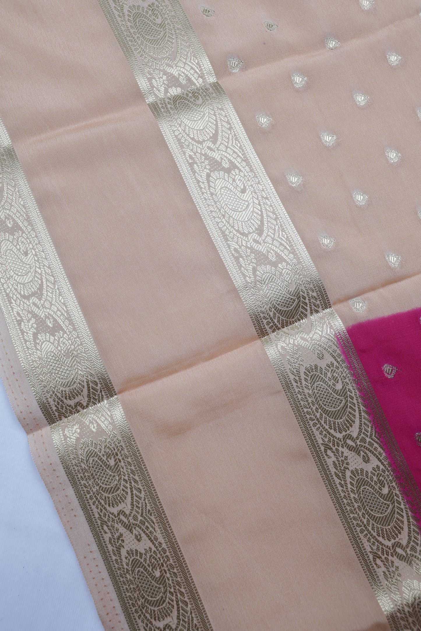 Premium Semi Crepe Silk Saree with Silver Zari Buttas & Broad Woven Border | Wedding, Festive & Traditional Wear | Radha By Rapid Rashmi