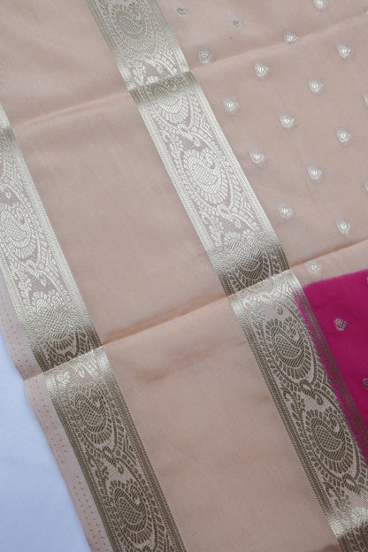 Premium Semi Crepe Silk Saree with Silver Zari Buttas & Broad Woven Border | Wedding, Festive & Traditional Wear | Radha By Rapid Rashmi