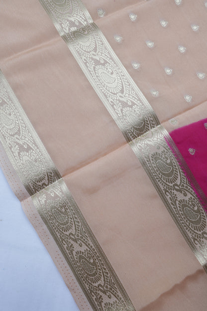 Premium Semi Crepe Silk Saree with Silver Zari Buttas & Broad Woven Border | Wedding, Festive & Traditional Wear | Radha By Rapid Rashmi