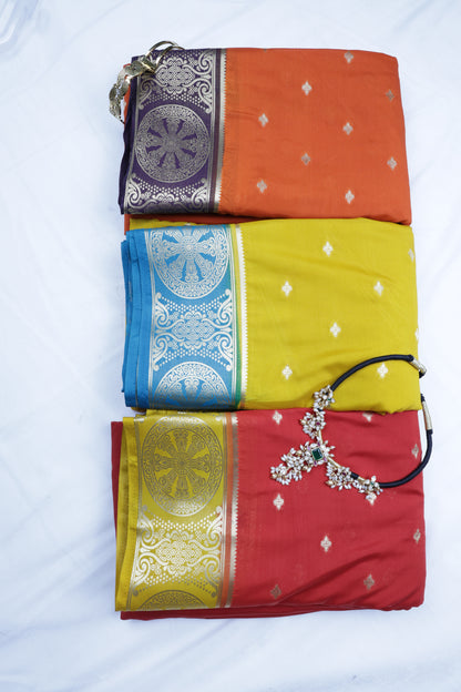 Premium Kanchipuram Style Semi Crepe Silk Saree with Traditional Zari Motifs | Wedding, Festive & Traditional Wear | Radha By Rapid Rashmi