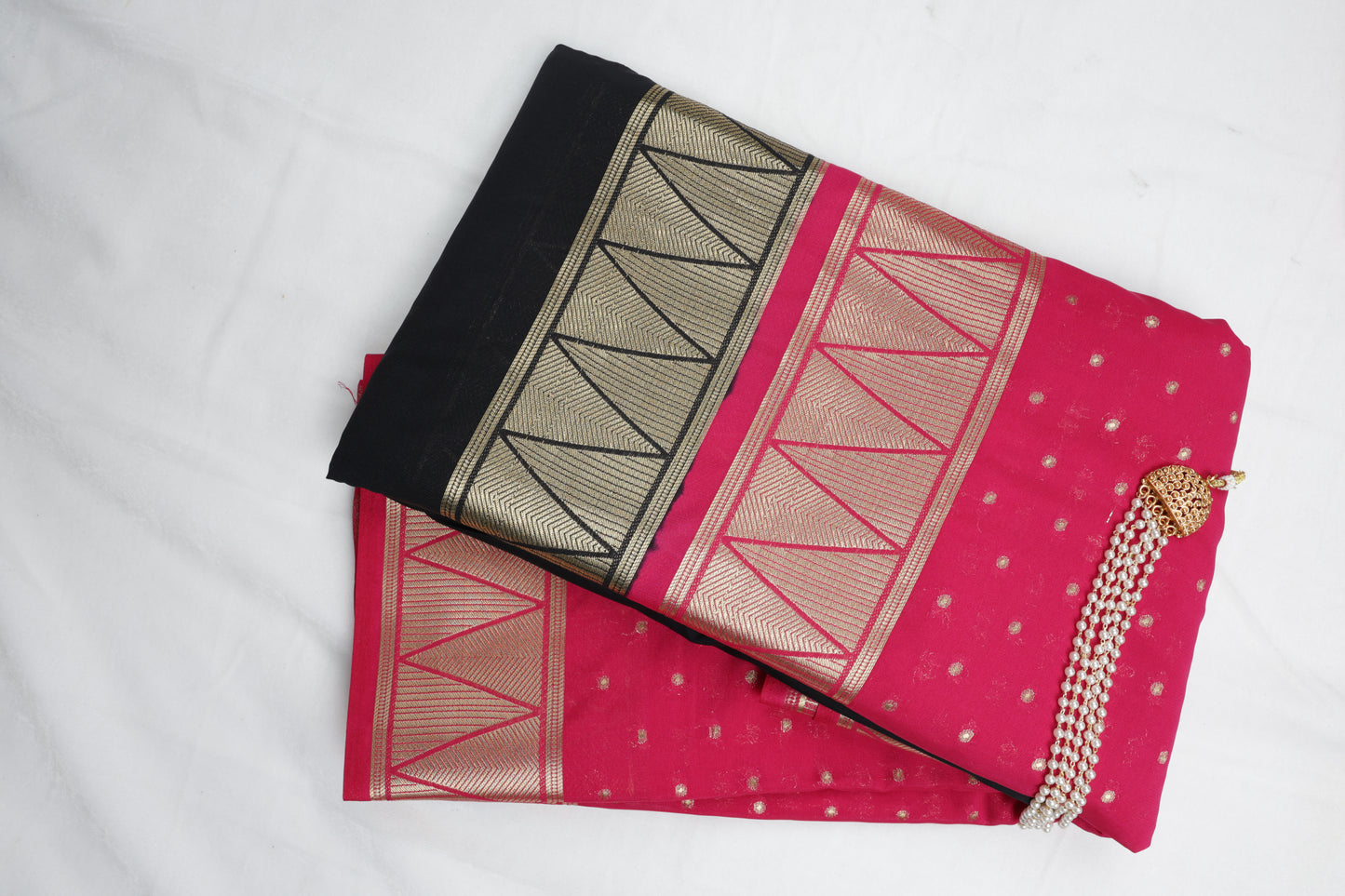 Premium Semi Crepe Dual Tone Saree with Contrast Colour Design & Rich Zari Border | Designer Wedding, Festive & Party Wear Saree