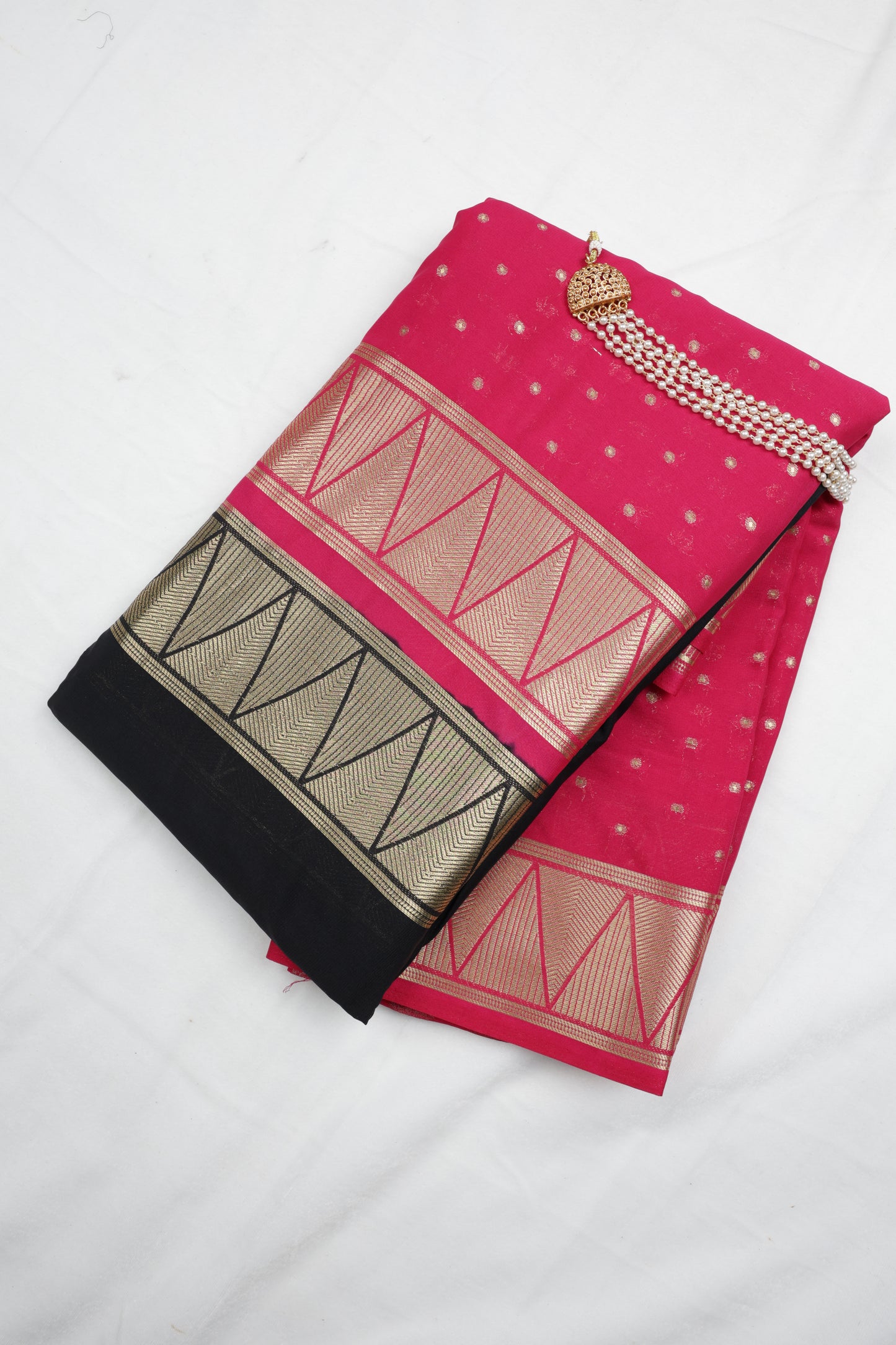 Premium Semi Crepe Dual Tone Saree with Contrast Colour Design & Rich Zari Border | Designer Wedding, Festive & Party Wear Saree