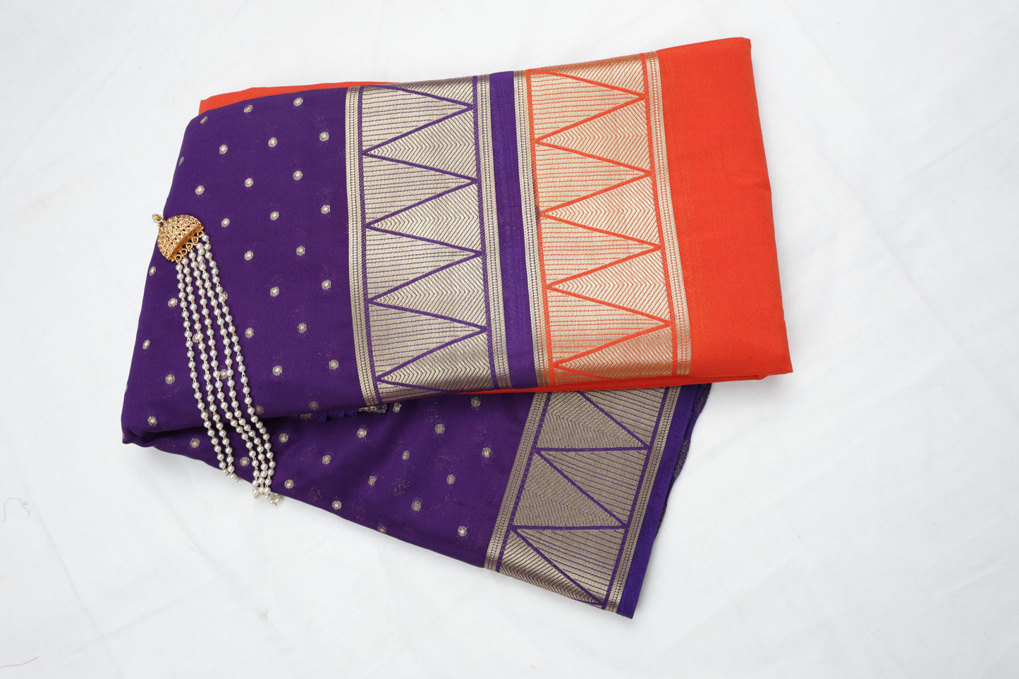 Premium Semi Crepe Dual Tone Saree with Contrast Colour Design & Rich Zari Border | Designer Wedding, Festive & Party Wear Saree