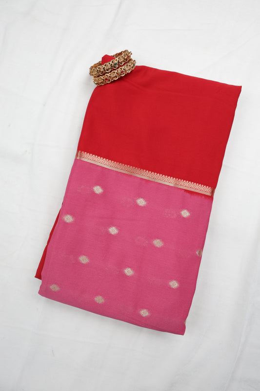 Premium Semi Crepe Traditional Colour Block Saree with Rich Zari Border | Festive, Wedding & Party Wear Saree for Women