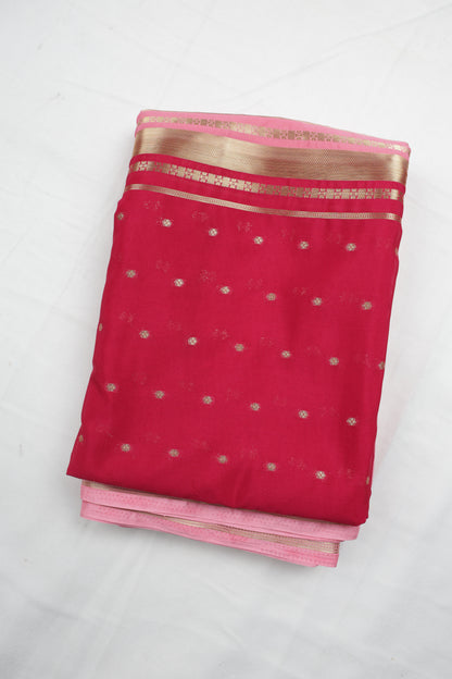 Premium Semi Crepe Dual Tone Saree with Elegant Golden Zari Border | Festive & Wedding Collection