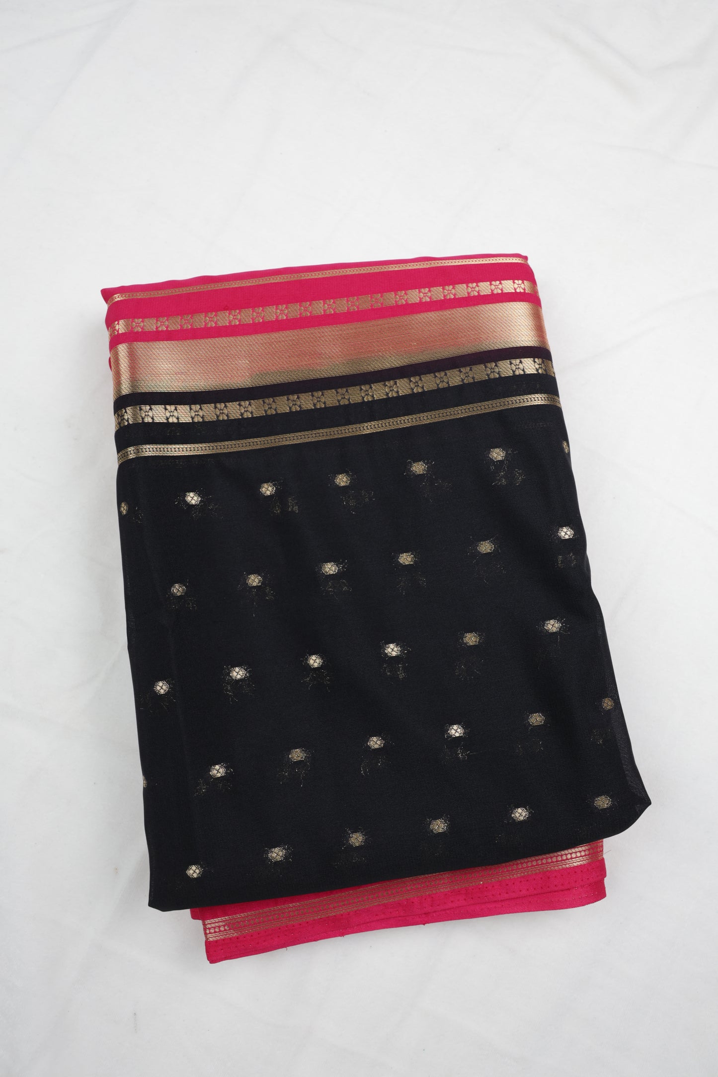 Premium Semi Crepe Dual Tone Saree with Elegant Golden Zari Border | Festive & Wedding Collection
