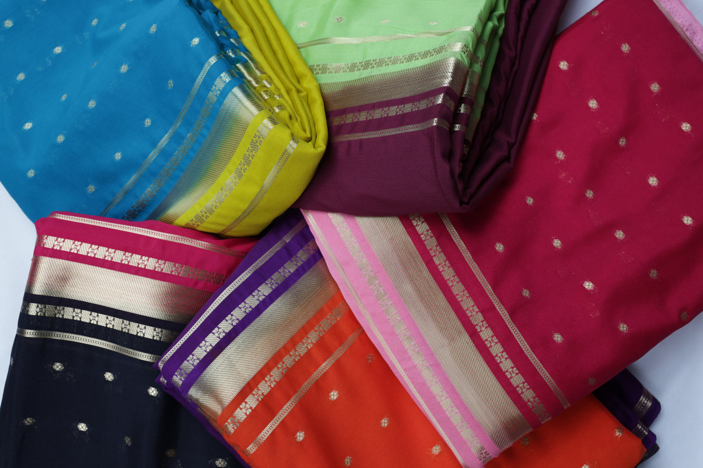 Premium Semi Crepe Dual Tone Saree with Elegant Golden Zari Border | Festive & Wedding Collection