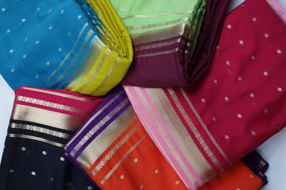 Premium Semi Crepe Dual Tone Saree with Elegant Golden Zari Border | Festive & Wedding Collection
