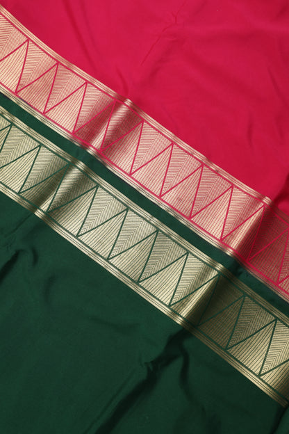 Premium Semi Crepe Dual Tone Zari Work Saree | Interlocking Triangle Pattern | Wedding, Festive & Party Wear Semi Saree for Women