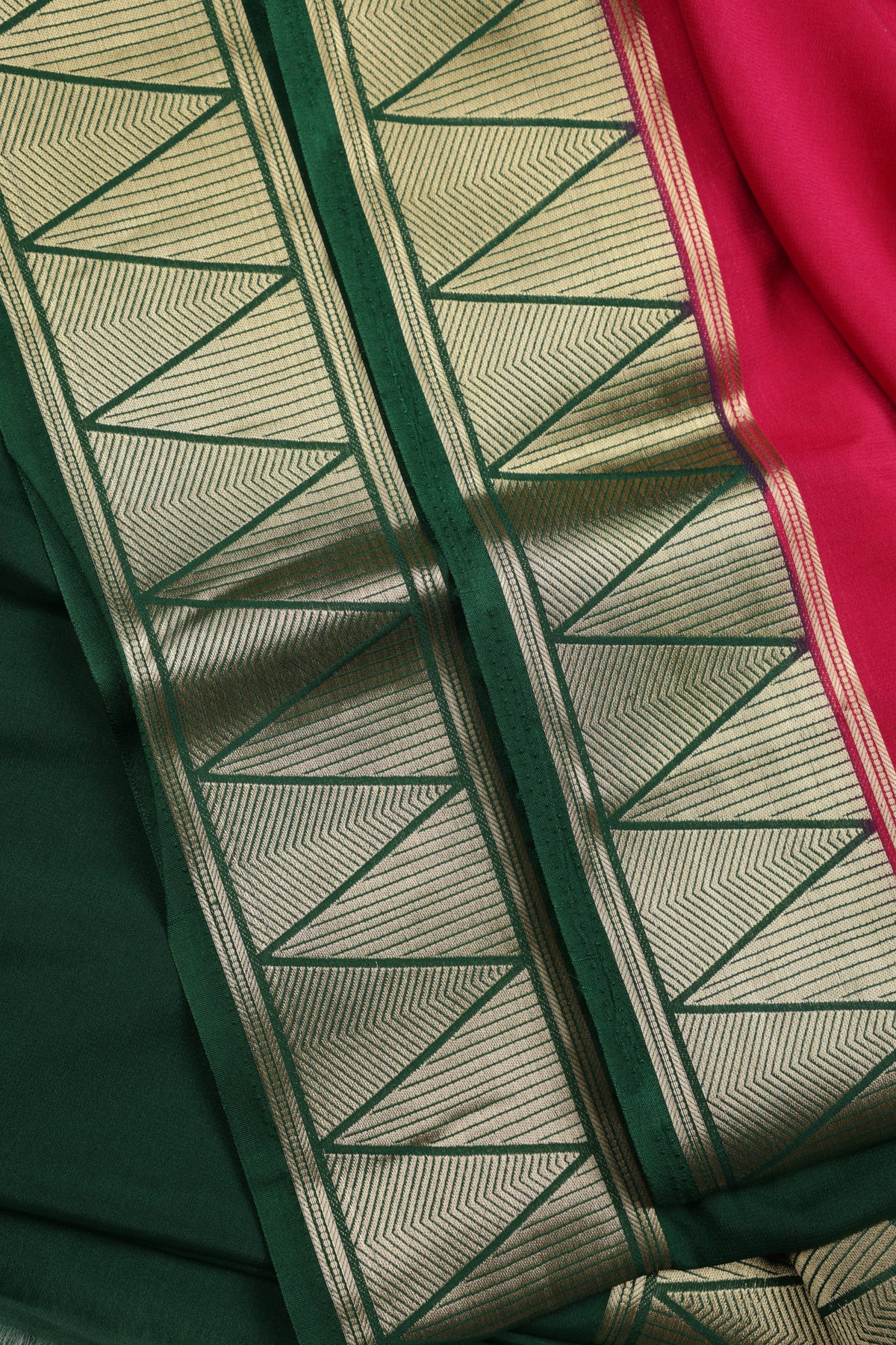 Premium Semi Crepe Dual Tone Zari Work Saree | Interlocking Triangle Pattern | Wedding, Festive & Party Wear Semi Saree for Women