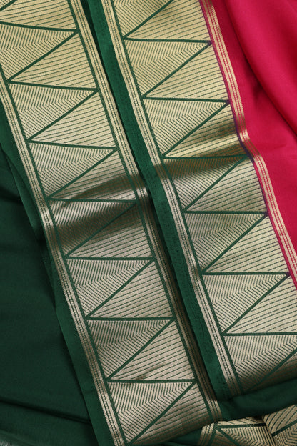 Premium Semi Crepe Dual Tone Zari Work Saree | Interlocking Triangle Pattern | Wedding, Festive & Party Wear Semi Saree for Women